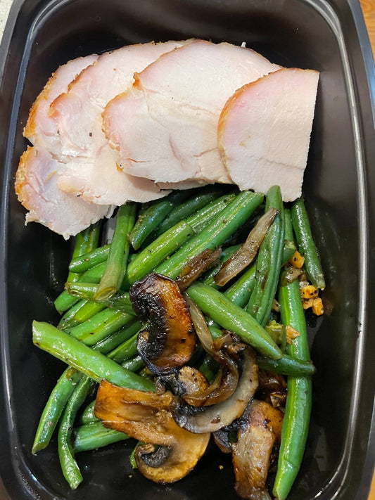 Seasonal Smoked Turkey Breast with Sauté Green Beans & Mushrooms - Purpose By Dana - 3oz. Protein - No Sauce - 